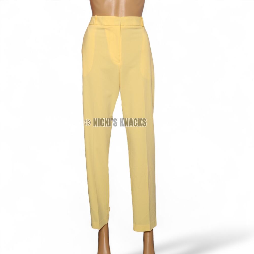 DKNY Essex Slim Ankle Pants Yellow Stretch Dress Trouser Workwear Modern Size 14 - Picture 2 of 13